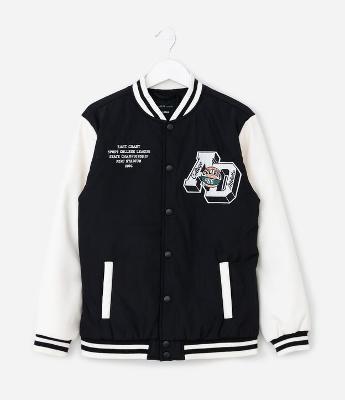Jaqueta Bomber Infantil com Bordado Lettering – Tam 5 a 14 Anos
