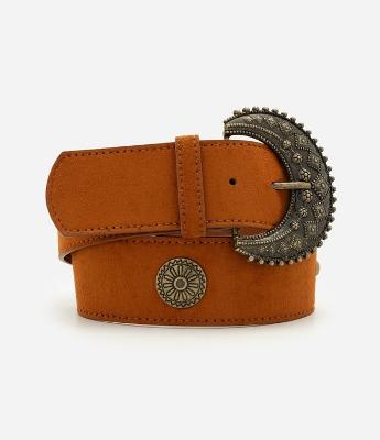 Cinto Largo em Suede com Fivela Metálica