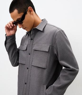 Jaqueta Masculina Overshirt Tecnológica com Forro Fleece