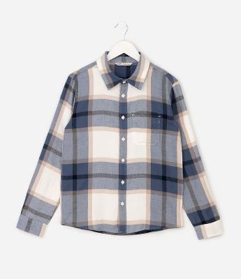 Camisa Infantil em Flanela com Estampa Xadrez e Bolso – Tam 5 a 14 Anos