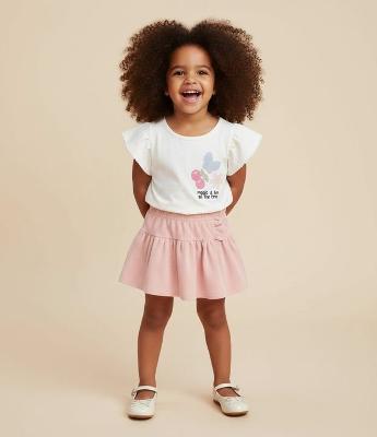 Blusa Infantil com Aplicações em Efeito Crochê – Tam 1 a 6 Anos