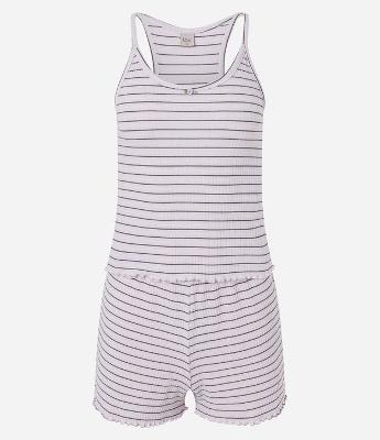 Pijama Short Doll em Ribana com Listras Fio Tinto