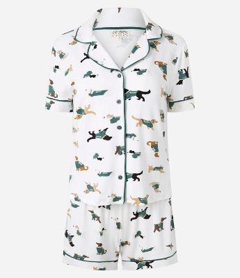 Pijama Curto Americano com Estampa Cachorros do Brasil