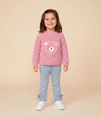 Calça Infantil Flare Jeans com Lacinho Aplicado – Tam 1 a 6 Anos