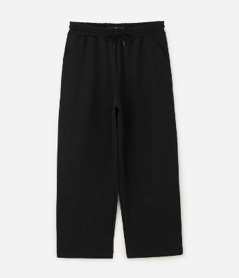 Calça Super Wide Leg em Algodão Interlock com Cordão