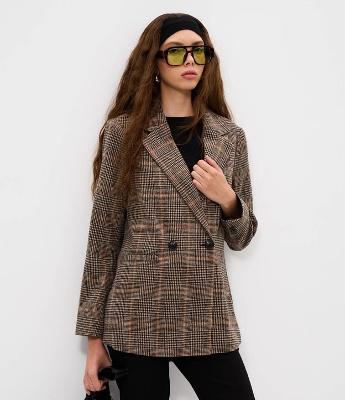 Blazer Alfaiatado Xadrez com Abotoamento Duplo