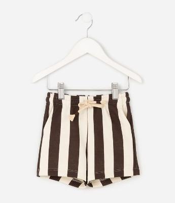 Bermuda Infantil Listrada em Cotton com Cordão – Tam 1 a 6 Anos