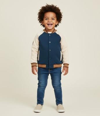 Jaqueta Infantil Bomber com Mangas Raglan – Tam 1 a 5/6 Anos