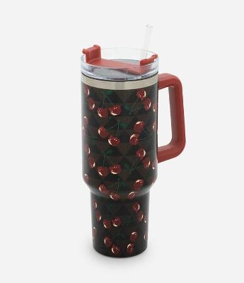 Copo Térmico em Metal com Estampa de Cerejas Hello Kitty 1,2L