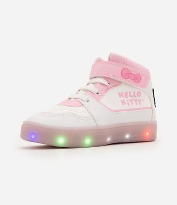 Tênis Abotinado Infantil com LED e Estampa Hello Kitty – Tam 20 a 27