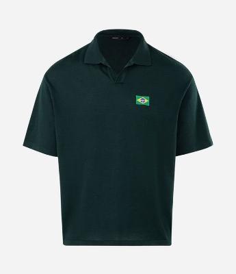 Polo Boxy Texturizada com Patch Brasil