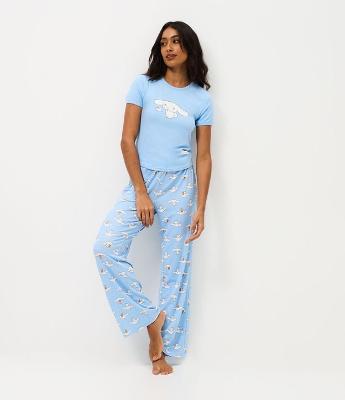 Pijama Manga Curta em Ribana com Cinnamoroll Estampado
