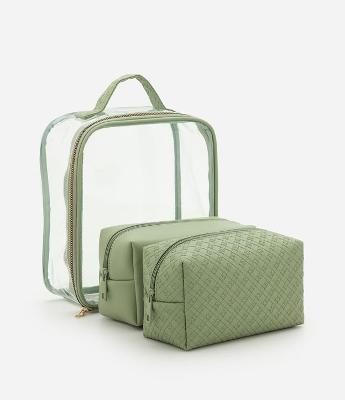 Kit 03 Necessaires Amplas com Acabamentos Variados