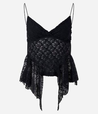 Blusa Renda Assimétrica com Alça Fina