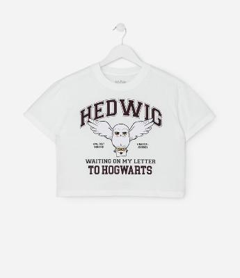 Camiseta Relaxed Infantil com Estampa Coruja Edwiges  – Tam 5 a 16 Anos