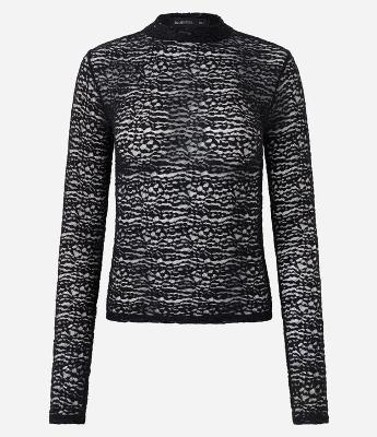 Blusa em Renda com Gola Alta e Manga Longa