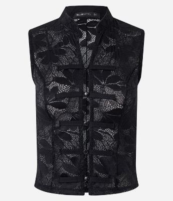 Blusa em Renda Texturizada com Fechamento em Nó Chines