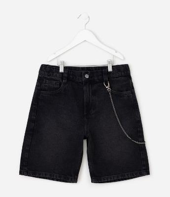 Bermuda Baggy Relaxed Infantil com Corrente Removível – Tam 5 a 16 Anos