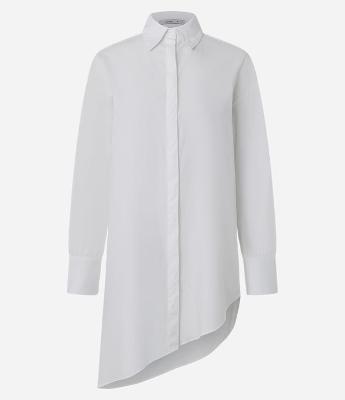 Camisa Assimétrica em Tricoline com Fechamento Oculto