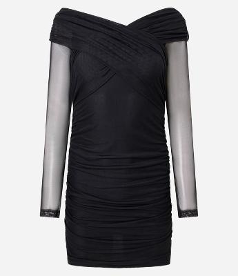 Vestido em Tule com Decote Ombro e Ombro Transpassado