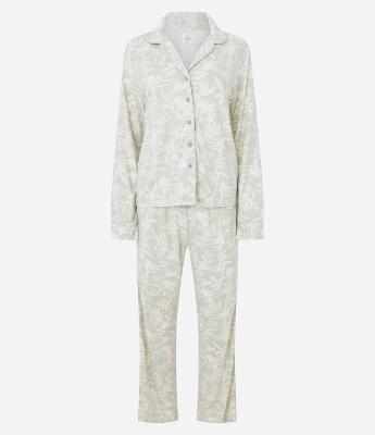 Pijama Longo Americano em Peach Touch com Estampa Floral