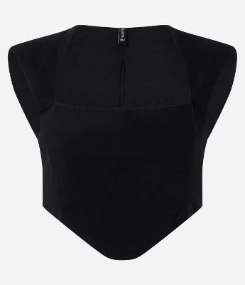 Blusa sem Manga em Bengaline com Ombreira e Decote Quadrado