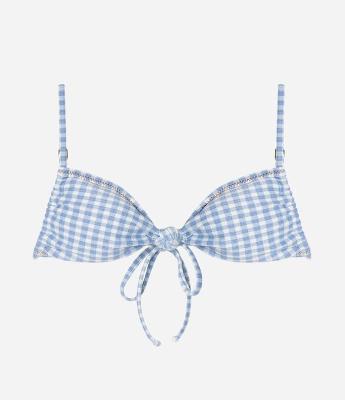 Biquini Top Bandeau com Estampa Xadrez Vichy