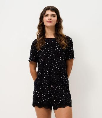 Pijama Curto em Viscolycra com Estampa Poá