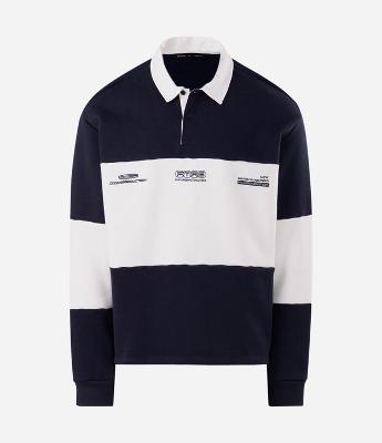 Moletom Boxy Listrado com Gola Polo