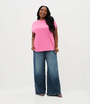 Calça Jeans Wide Lisa com Elastano Curve & Plus Size