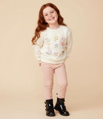 Casaco Infantil em Moletom com Bordado Floral  – Tam 1 a 6 Anos