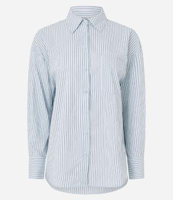 Camisa Oversized em Tricoline com Estampa Listrada
