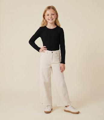 Calça Wide Infantil em Sarja Cotelê com Barra Ajustável – Tam 5 a 16 Anos