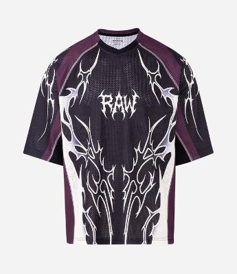 Camiseta Mesh Oversized com Estampa Tribal