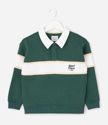 Casaco Infantil com Gola Polo e Recortes Contrastantes – Tam 1 a 6 Anos