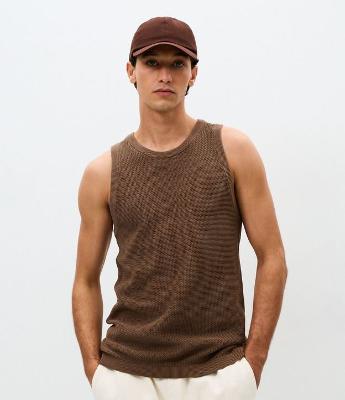 Regata Masculina Tricô Boxy em Algodão