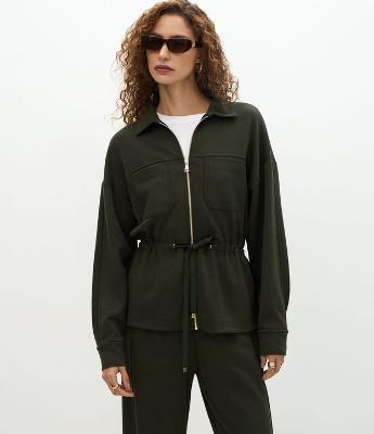 Jaqueta Parka em Modal com Zíper e Cordão Ajustável