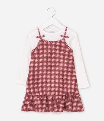 Conjunto Infantil Vestido Evase com Blusa Slim – Tam 1 a 6 Anos