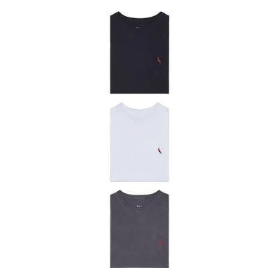 Kit 3 Camisetas Básicas Brasa Pica Pau Bordado
