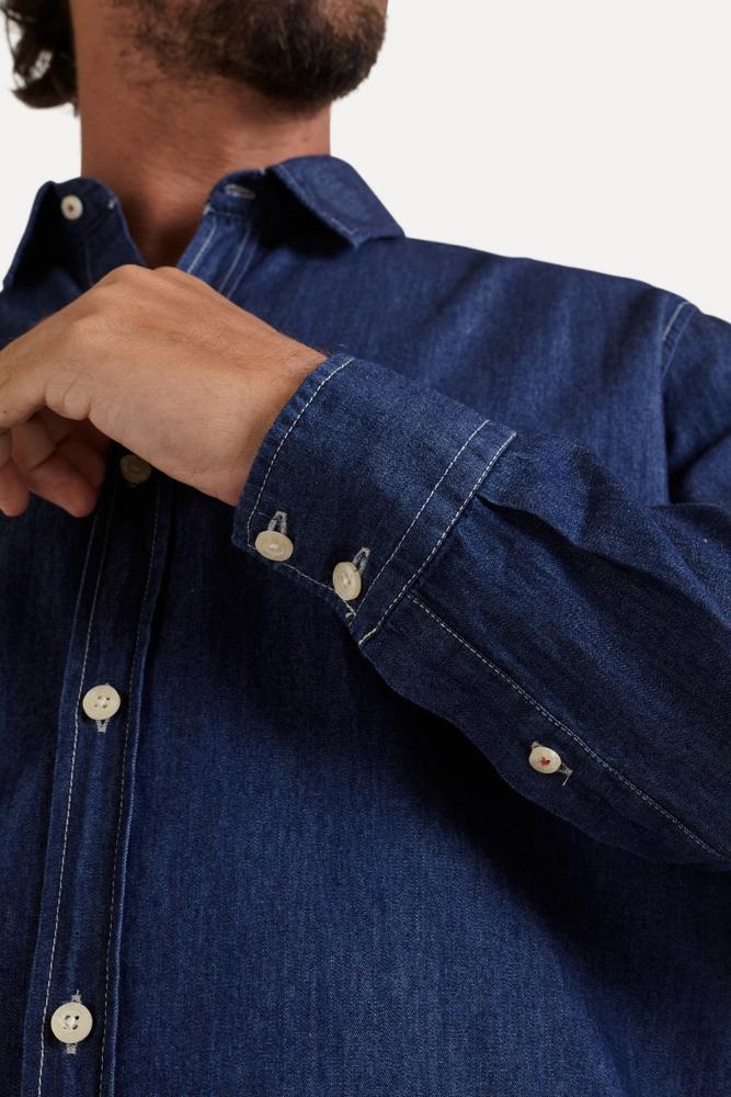 Camisa Cont Ae Easy Oxford Denim Manga Longa Reserva - 3