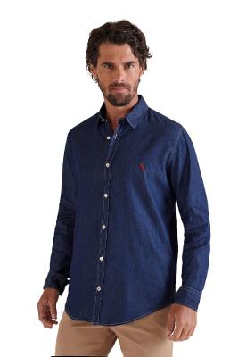 Camisa Cont Ae Easy Oxford Denim Manga Longa Reserva