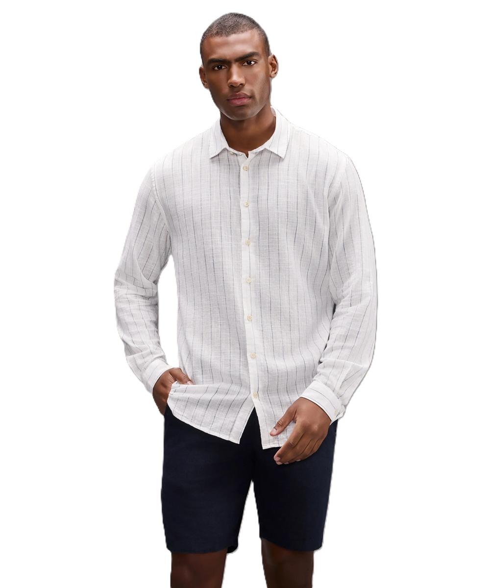 Camisa Linho Listrada Cascais Reserva - 1