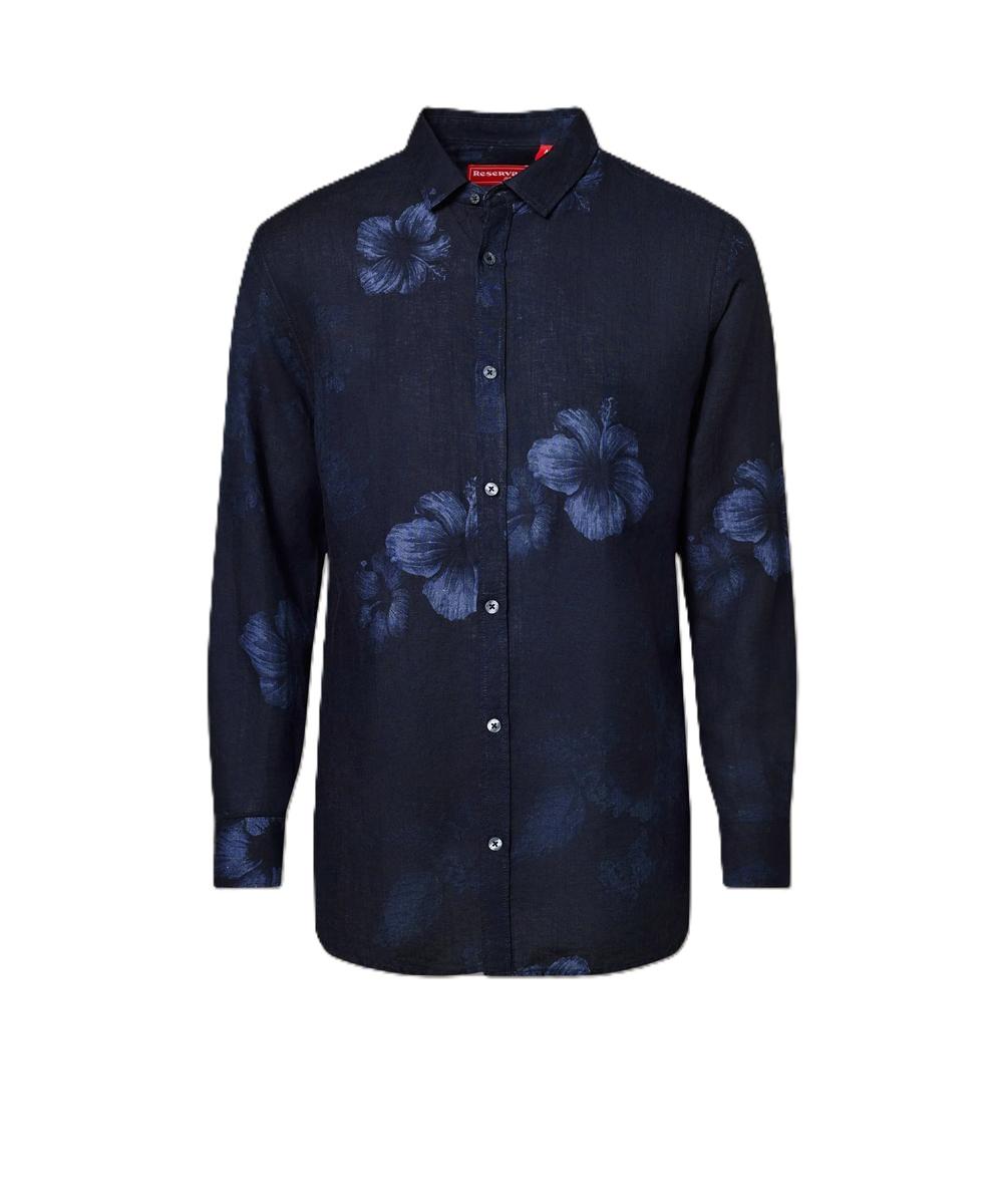 Camisa Linho Estampada Indigo Bloom Reserva - 6