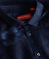 Camisa Linho Estampada Indigo Bloom Reserva - 5