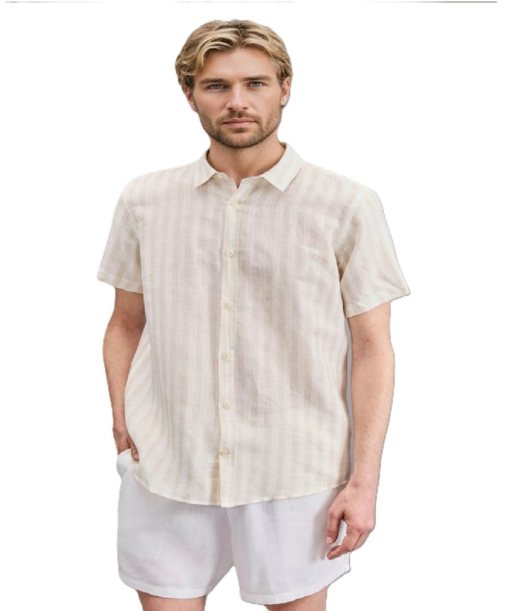 Camisa Manga Curta Linho Listrada Joa Reserva - 1