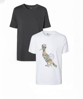 Kit 2 Camisetas Estampa Algodão Pica-Pau Reserva - PRETO/BRANCO - EGG