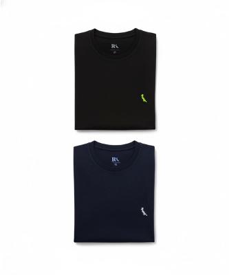 Kit 2 Camisetas Algodão Pica-Pau Boradado Reserva - AZUL MARINHO/PRETO - G