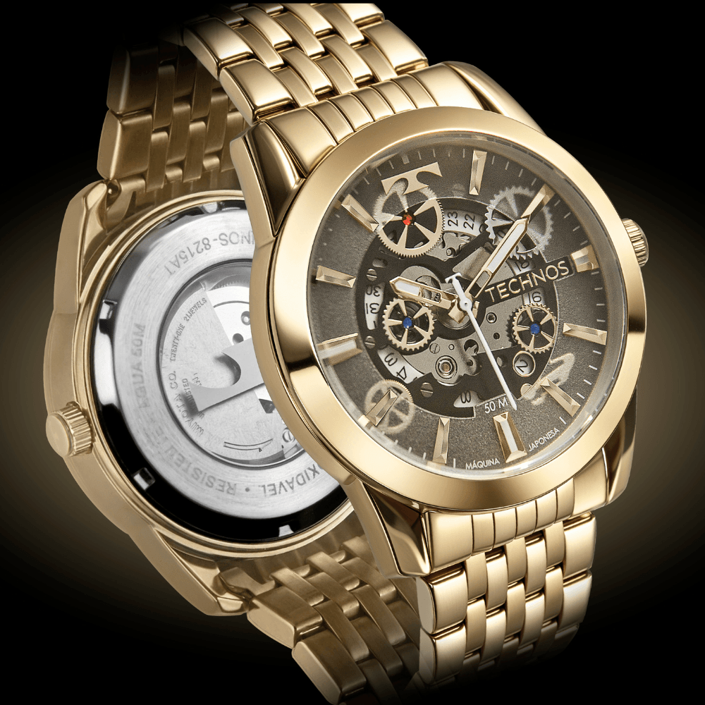 Relógio Technos Masculino Automático Dourado - 8215AT/1P - 2