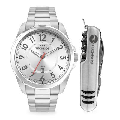 Kit Technos Masculino Militar Prata - 2115TVD/K1B