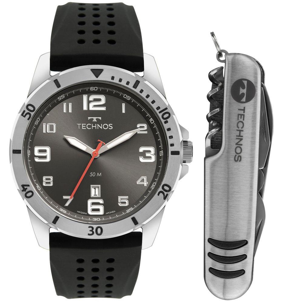 Kit Technos Masculino Militar Prata - 2115MYM/K2F - 1